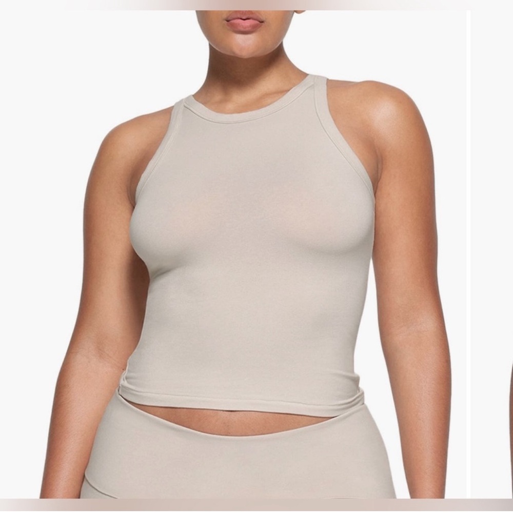 SKIMS Stone Cotton Jersey High Neck Tank